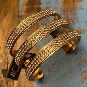 nOir Gold Cuff Bracelet with Rhinestones